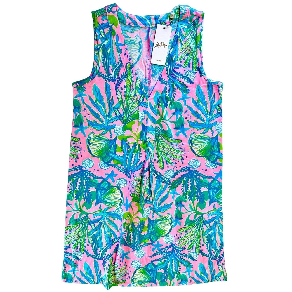 Lilly Pulitzer Amina V-Neck Swing Dress S Mandevilla Baby Hip Nautic Sleeveless